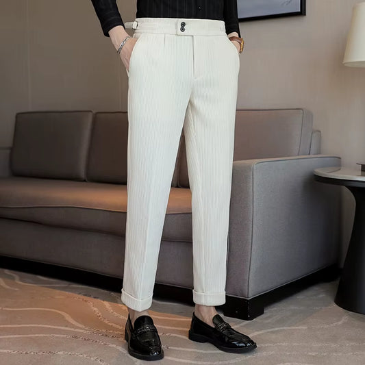 2024 New Light Luxury Chenille Neapolitan High Waist Casual Pants for Men , Premium Feeling Slim Fit Mens Dress Pants,Pantalon